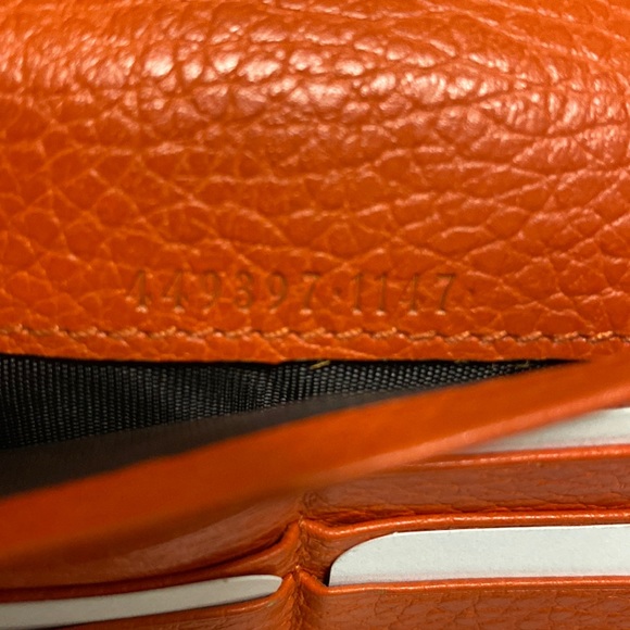 Gucci Orange Leather Zipper Wallet Gold Interlocking GG - Picture 8 of 16